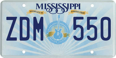 MS license plate ZDM550