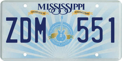 MS license plate ZDM551