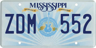 MS license plate ZDM552