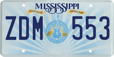 MS license plate ZDM553