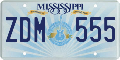 MS license plate ZDM555