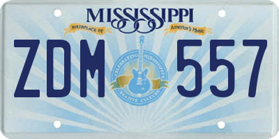 MS license plate ZDM557