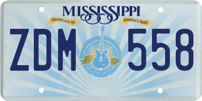 MS license plate ZDM558