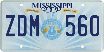 MS license plate ZDM560