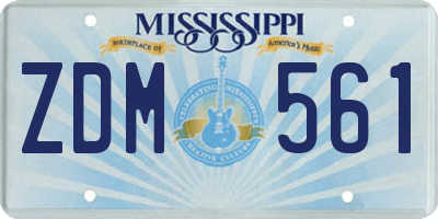 MS license plate ZDM561