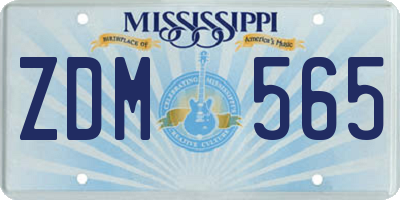 MS license plate ZDM565