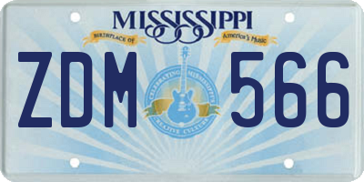 MS license plate ZDM566