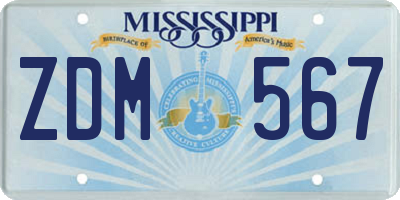 MS license plate ZDM567