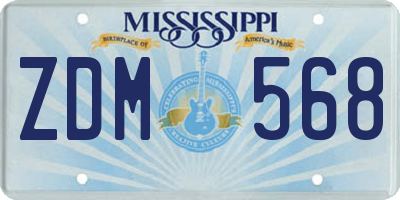 MS license plate ZDM568