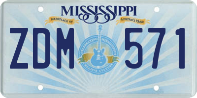 MS license plate ZDM571