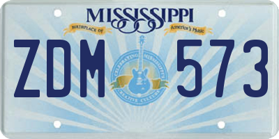 MS license plate ZDM573