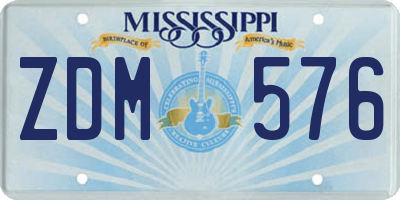 MS license plate ZDM576