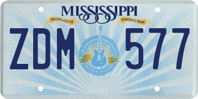 MS license plate ZDM577