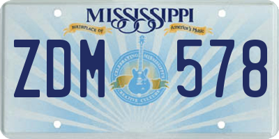 MS license plate ZDM578
