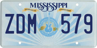 MS license plate ZDM579