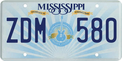 MS license plate ZDM580
