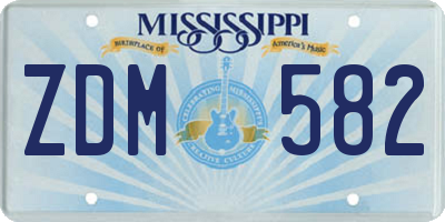 MS license plate ZDM582