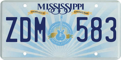 MS license plate ZDM583