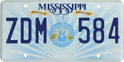 MS license plate ZDM584