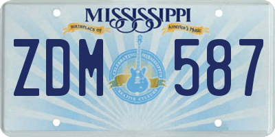 MS license plate ZDM587