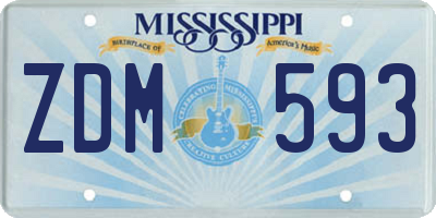 MS license plate ZDM593