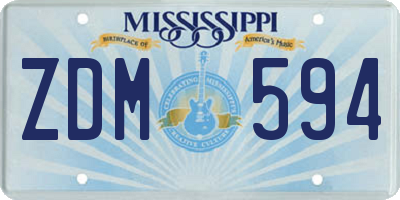 MS license plate ZDM594