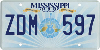 MS license plate ZDM597
