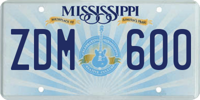 MS license plate ZDM600
