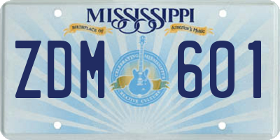 MS license plate ZDM601