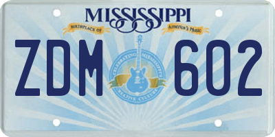 MS license plate ZDM602