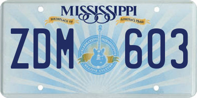 MS license plate ZDM603
