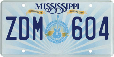 MS license plate ZDM604