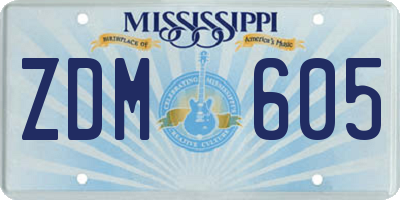MS license plate ZDM605