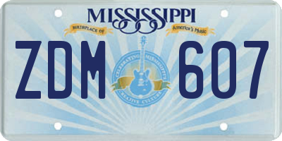 MS license plate ZDM607