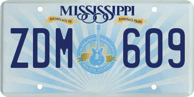 MS license plate ZDM609