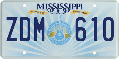 MS license plate ZDM610