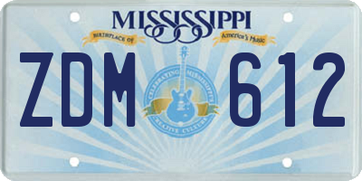 MS license plate ZDM612