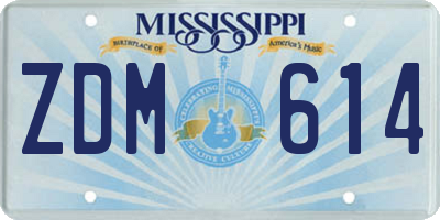 MS license plate ZDM614