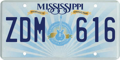 MS license plate ZDM616