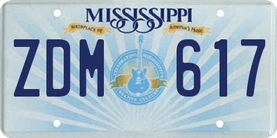 MS license plate ZDM617