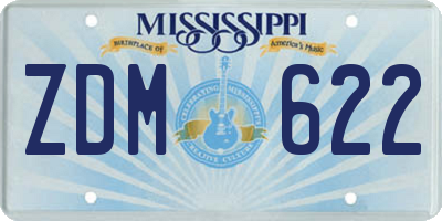 MS license plate ZDM622