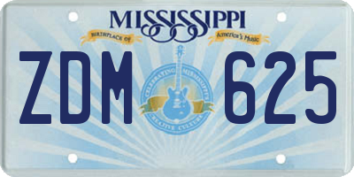 MS license plate ZDM625