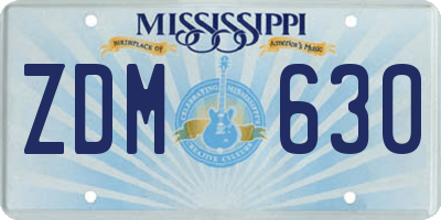 MS license plate ZDM630