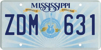 MS license plate ZDM631