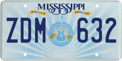 MS license plate ZDM632