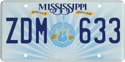 MS license plate ZDM633