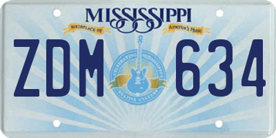 MS license plate ZDM634