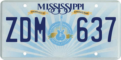MS license plate ZDM637