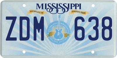 MS license plate ZDM638