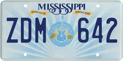MS license plate ZDM642